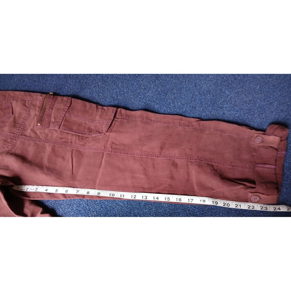 GUESS ECO Women's Wine Cargo Pants, Zipper Pockets, Size 27 - Picture 14 of 15